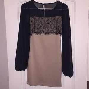 Lace Black and Tan party mini dress